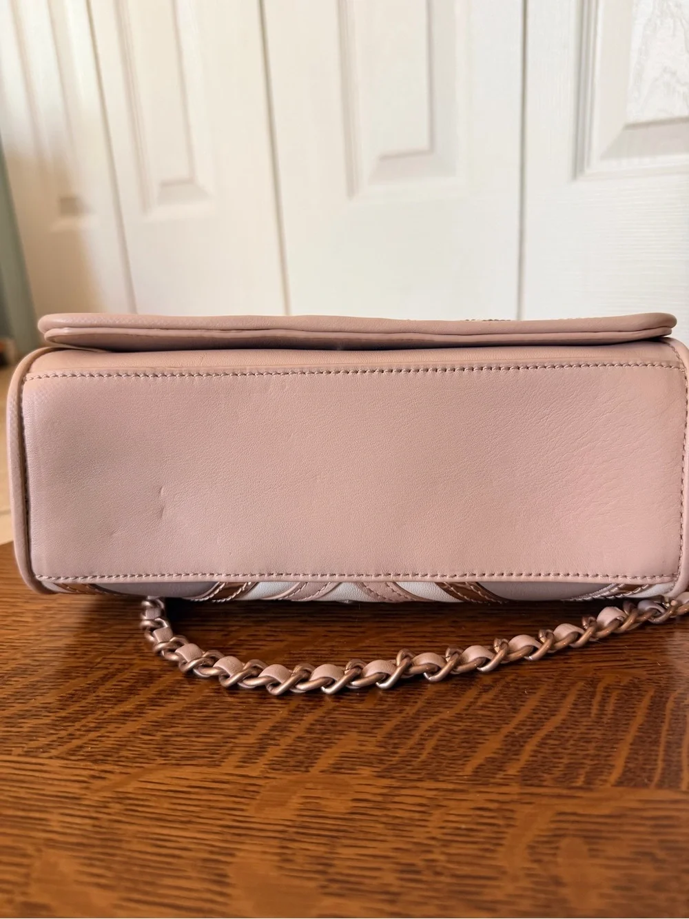 Tory Burch Pink, Taupe & Cream Quilted Chain Shoulder Bag